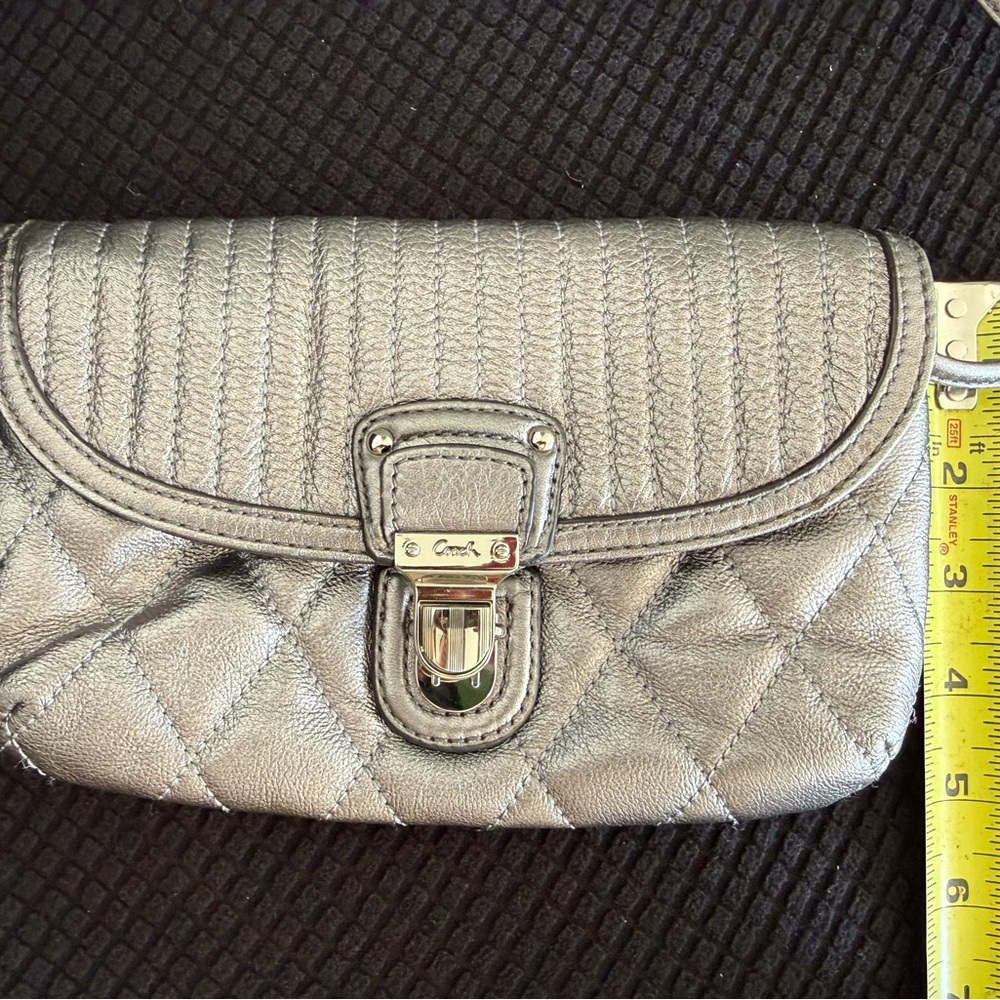 Coach Metallic Silver Quilted Shoulder Bag - Picture 7 of 8
